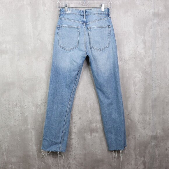 Zara Authentic Denim By TRF Jeans Womens Size 00 Straight Leg Distressed Raw Hem - Picture 6 of 6